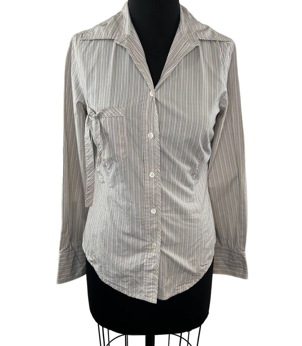 PAUL SMITH Gray Pink Stripe Long Sleeve Button Down Collared Shirt Size EU 40